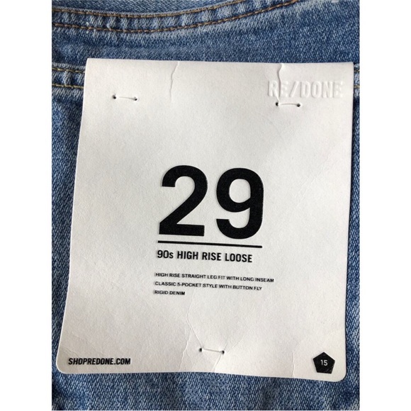 RE/DONE 90s High Rise Loose Jeans Straight Leg Denim Worn Heather Blue NWT 29 - Picture 4 of 5